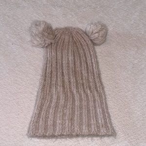Light Beige Pom Pom Beanie Hat